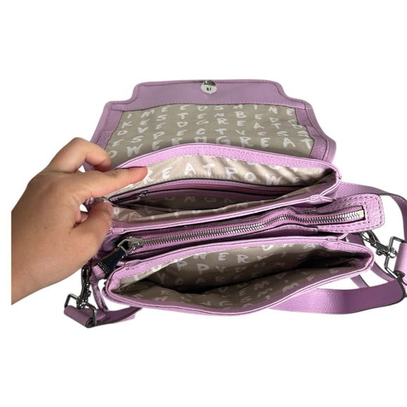 Aimee Kestenberg Lavender Purple Women’s Lift Me Up Convertible Leather Backpack - Picture 8 of 12